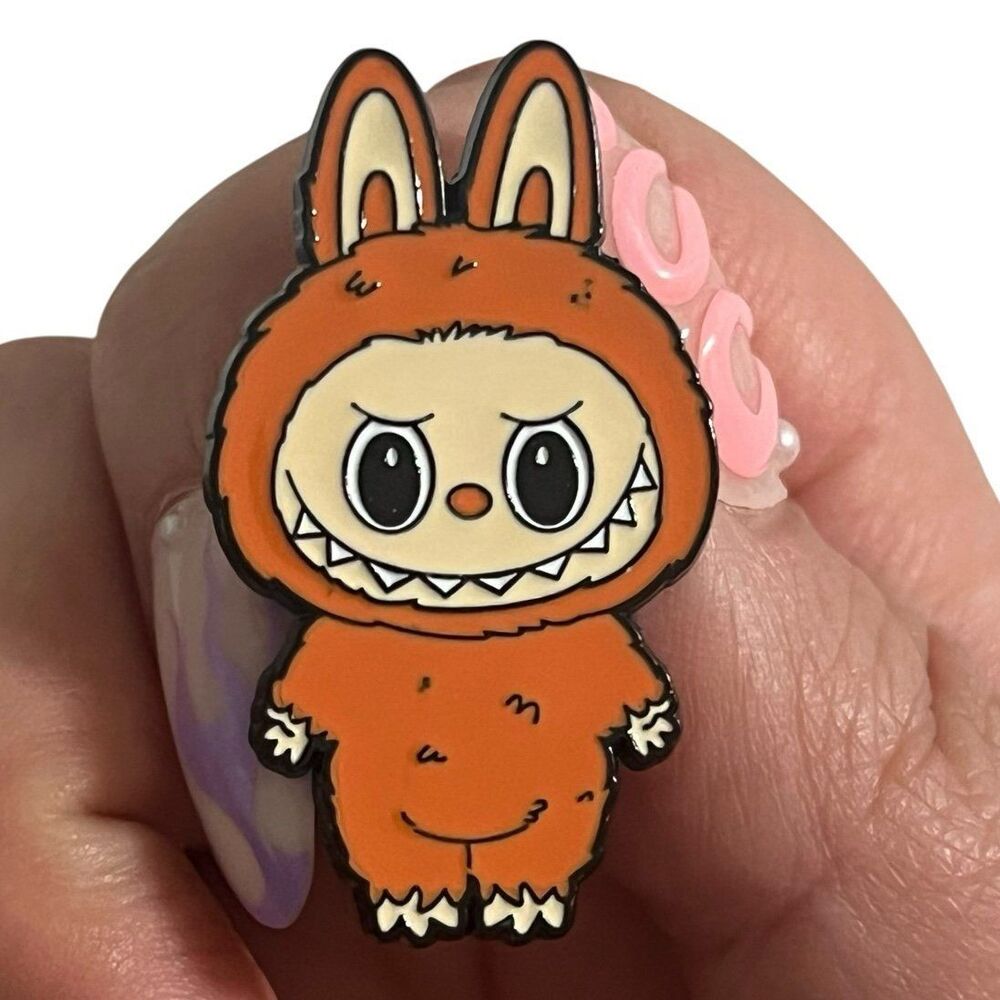 Labubu Bunny in Orange Enamel Pin Collect them all!